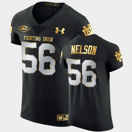 Men Notre Dame Fighting Irish Quenton Nelson Golden Edition Black Authentic Jersey