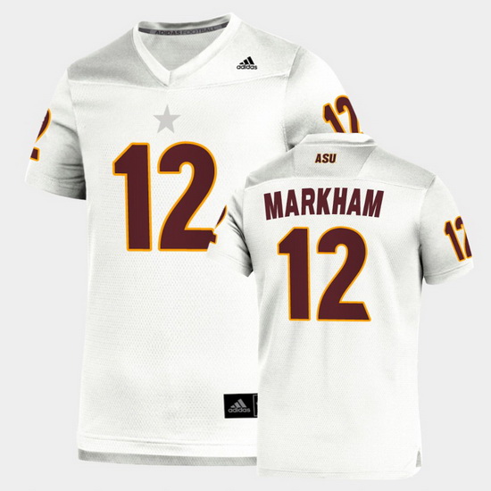 Men Arizona State Sun Devils Kejuan Markham Replica White Football Jersey