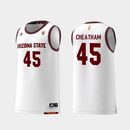 Men Arizona State Sun Devils Zylan Cheatham White Replica College Basketball Jersey