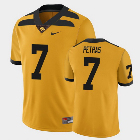 Men Iowa Hawkeyes Spencer Petras College Football Gold Alternate Game Jersey