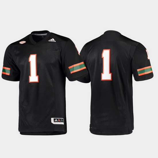 Men Miami Hurricanes 1 Black Premier Football Jersey