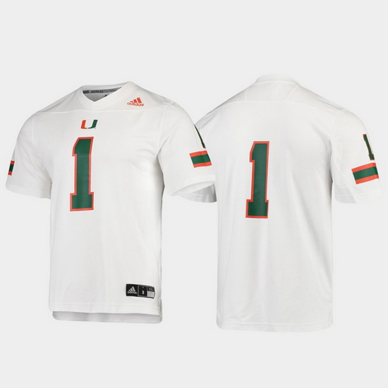 Men Miami Hurricanes 1 White Replica Football Jersey