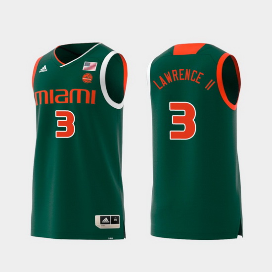 Men Miami Hurricanes Anthony Lawrence Ii Green Replica College Basketball Jersey