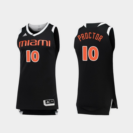 Men Miami Hurricanes Dominic Proctor Black White Chase College Basketball Jersey