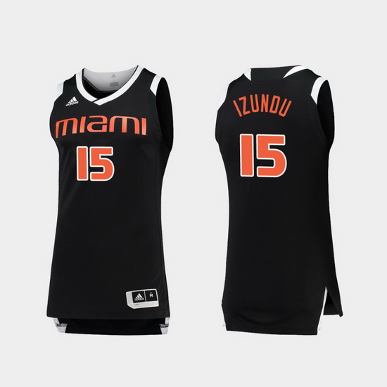 Men Miami Hurricanes Ebuka Izundu Black White Chase College Bask