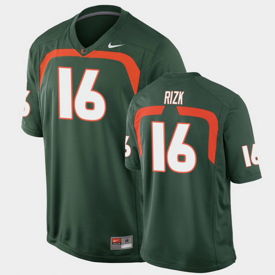 Men Miami Hurricanes Ryan Rizk Game Green College Football Jersey