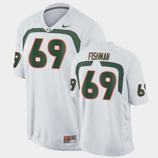 Men Miami Hurricanes Sam Fishman Game White College Football Jersey