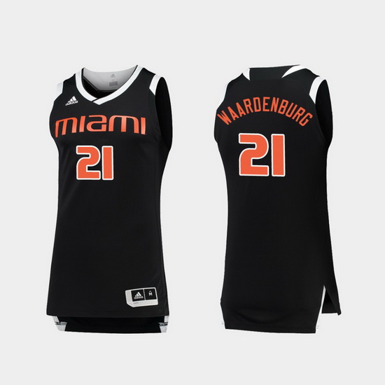 Men Miami Hurricanes Sam Waardenburg Black White Chase College Basketball Jersey