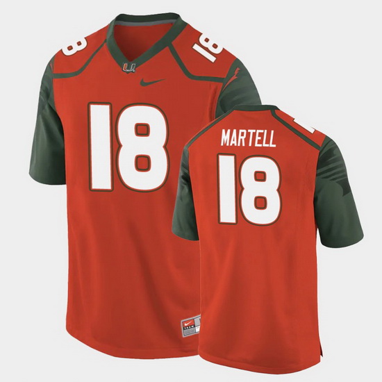 Men Miami Hurricanes Tate Martell Replica Orange College Footbal