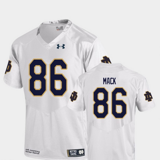 Men Notre Dame Fighting Irish Alize Mack 86 White College Football Replica Jersey