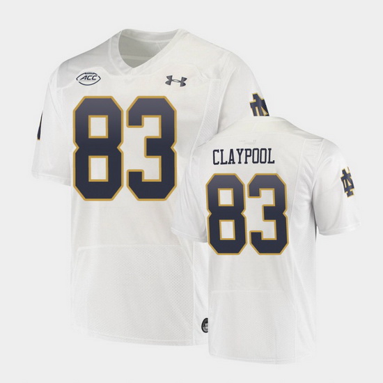 Men Notre Dame Fighting Irish Chase Claypool Replica White College Football Playoff Jersey