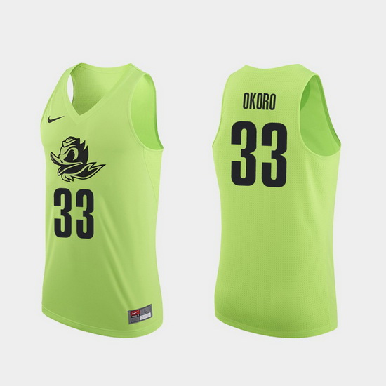 Men Oregon Ducks Francis Okoro Apple Green Authentic College Basketball Jersey 0A