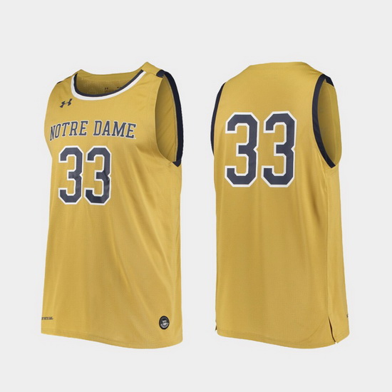 Men Notre Dame Fighting Irish Gold Replica College Basketball Under Armour Jersey