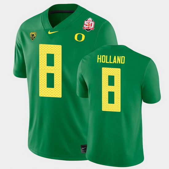 Men Oregon Ducks Jevon Holland 2021 Fiesta Bowl Green Game Jersey 0A