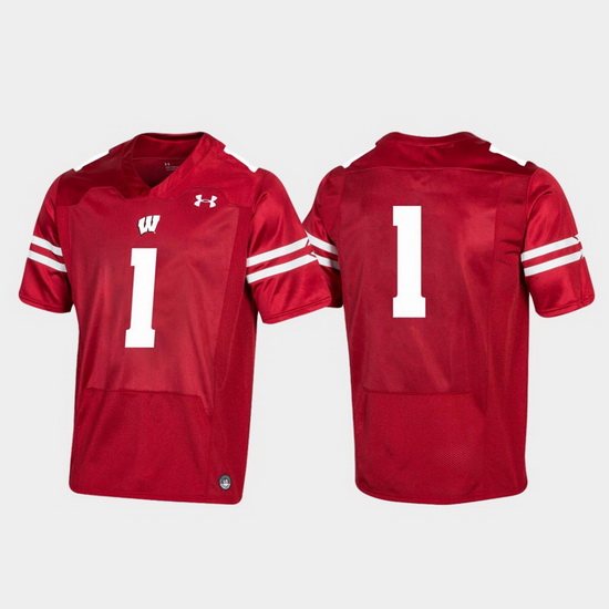 Men Wisconsin Badgers 1 Red Replica College Football Jersey