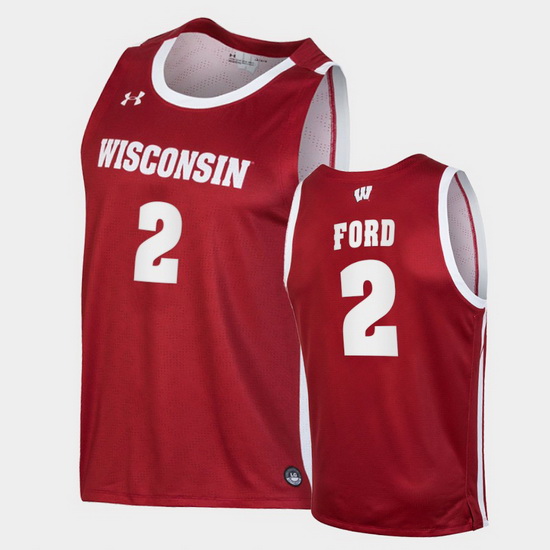 Men Wisconsin Badgers Aleem Ford Replica Red College Basketball Jersey