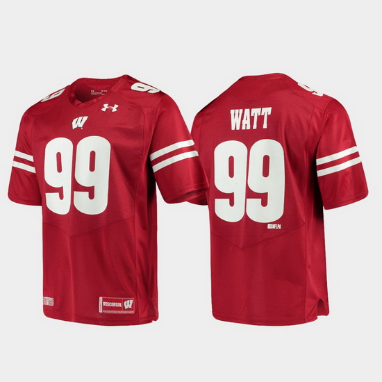 Men Wisconsin Badgers J.J. Watt 99 Red Alumni Football Game Replica Jersey