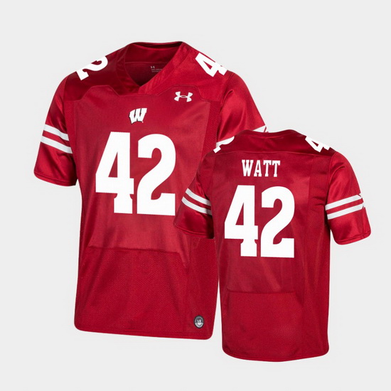 Men Wisconsin Badgers T.J. Watt Premier Red Football Jersey