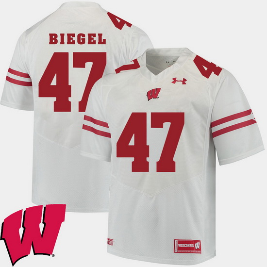 Men Wisconsin Badgers Vince Biegel White Alumni Football Game Ncaa 2018 Jersey