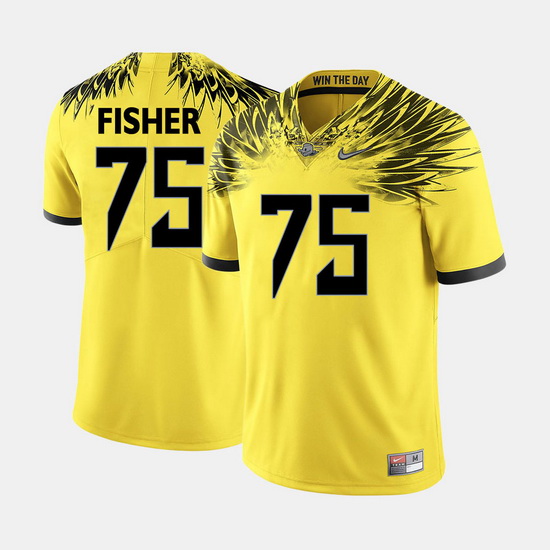 Men Oregon Ducks Jake Fisher College Football Yellow Jersey