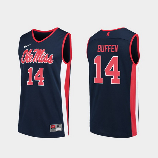 Men Ole Miss Rebels Kj Buffen Navy Replica College Basketball Jersey