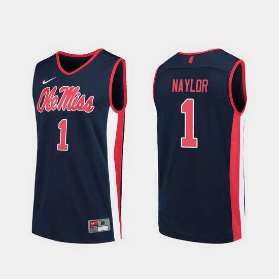 Men Ole Miss Rebels Zach Naylor Navy Replica College Basketball Jersey