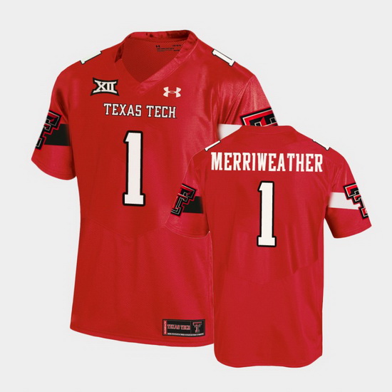 Men Texas Tech Red Raiders Krishon Merriweather Replica Red Football Team Jersey