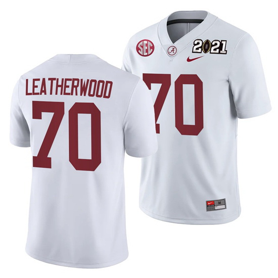 Alabama Crimson Tide Alex Leatherwood White 2021 Rose Bowl Champions College Football Playoff Colleg