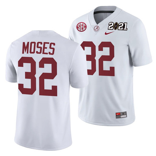 Alabama Crimson Tide Dylan Moses White 2021 Rose Bowl Champions College Football Playoff College Foo