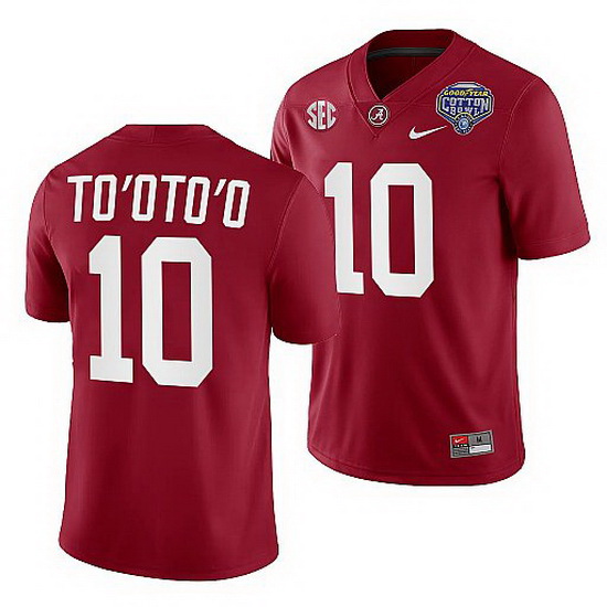 Alabama Crimson Tide Henry To'Oto'O Crimson 2021 Cotton Bowl College Football Playoff Jersey