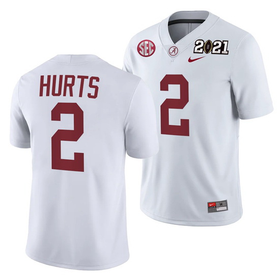 Alabama Crimson Tide Jalen Hurts White 2021 Rose Bowl Champions College Football Playoff College Foo