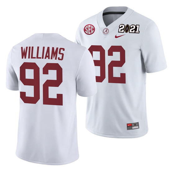 Alabama Crimson Tide Quinnen Williams White 2021 Rose Bowl Champions College Football Playoff Colleg