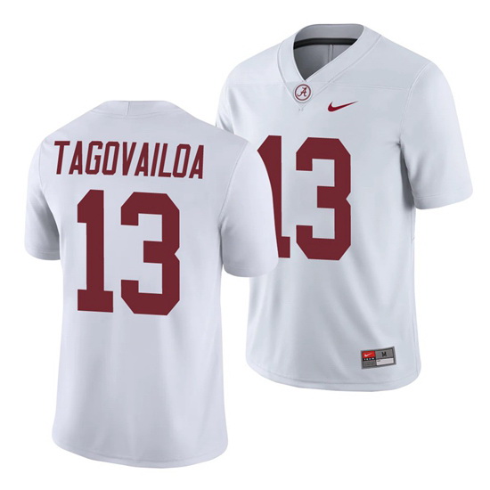 Alabama Crimson Tide Tua Tagovailoa White College Football Men's Game Jersey