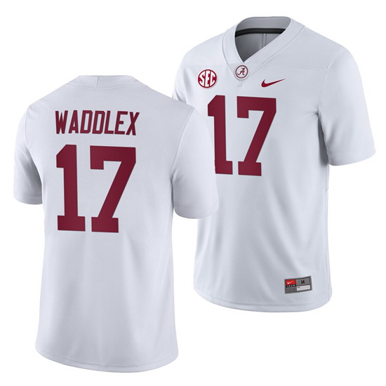 NCAA Football Alabama Crimson Tide Jaylen Waddle White 2019 Away