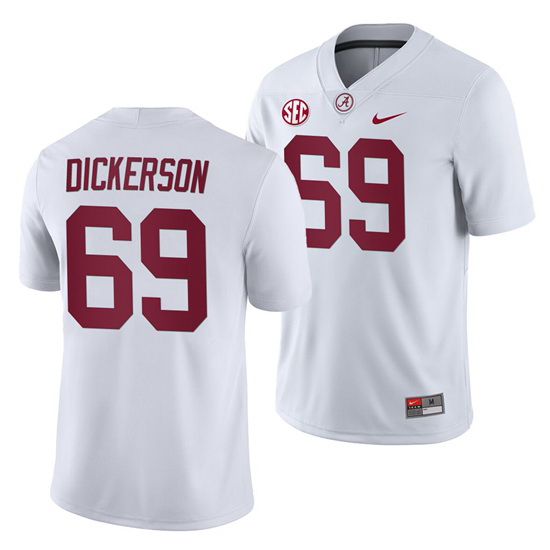 NCAA Football Alabama Crimson Tide Landon Dickerson White 2019 Away Game Jersey