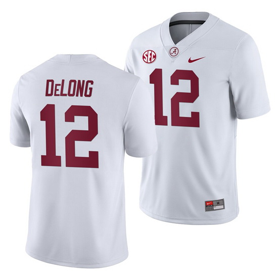 NCAA Football Alabama Crimson Tide Skyer Delong White 2019 Away Game Jersey