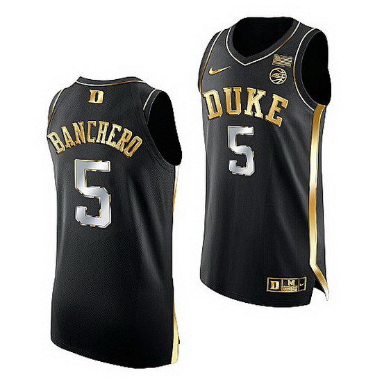 Duke Blue Devils Paolo Banchero Black Golden Edition 2021 22Authentic Basketball Jersey