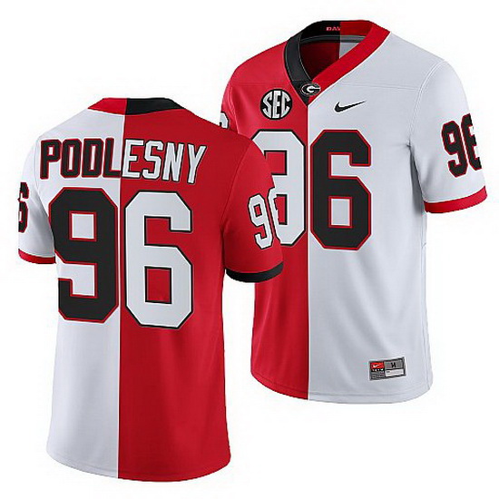 Georgia Bulldogs Jack Podlesny Red White Split Edition Men Jersey