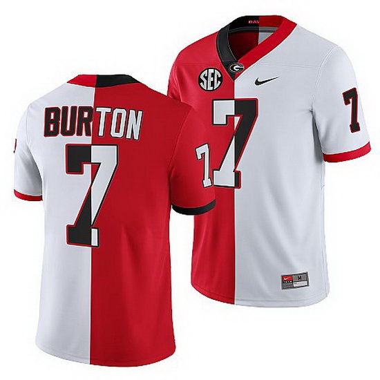 Georgia Bulldogs Jermaine Burton Red White Split Edition Men Jersey