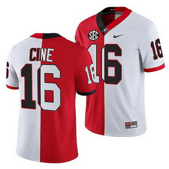 Georgia Bulldogs Lewis Cine Red White Split Edition Men Jersey