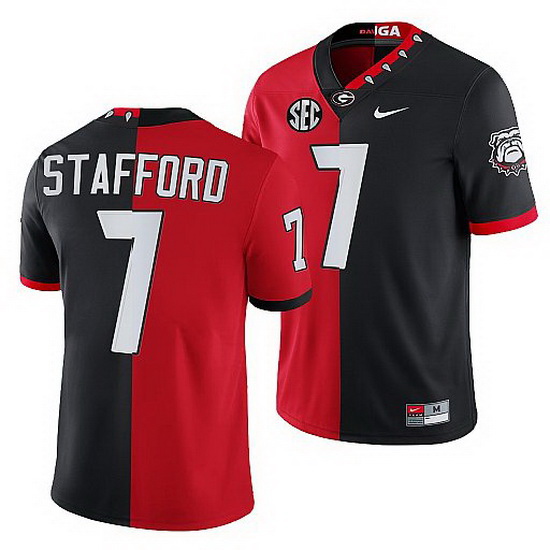 Georgia Bulldogs Matthew Stafford Red Black Split Edition Men Jersey