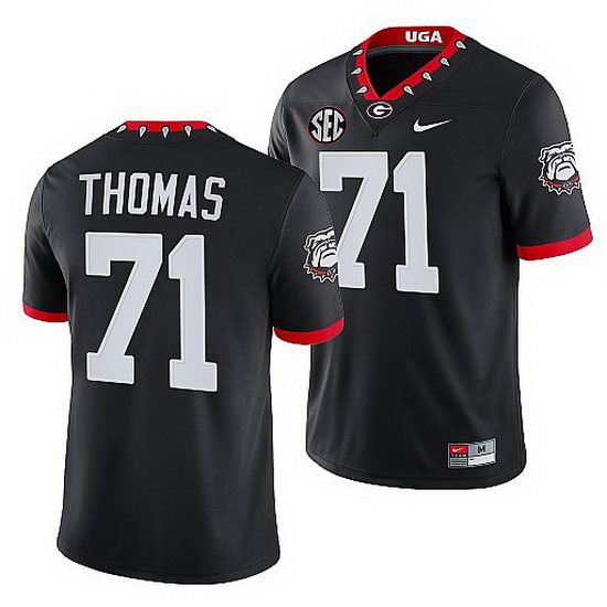 Georgia Bulldogs Andrew Thomas Black Mascot 100Th Anniversary Men Jersey