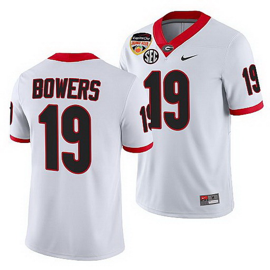 Georgia Bulldogs Brock Bowers White 2021 Orange Bowl 100Th Anniversary Jersey