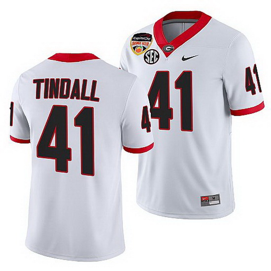 Georgia Bulldogs Channing Tindall White 2021 Orange Bowl 100Th Anniversary Jersey