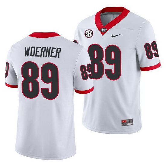 Georgia Bulldogs Charlie Woerner White Away Men'S Jersey