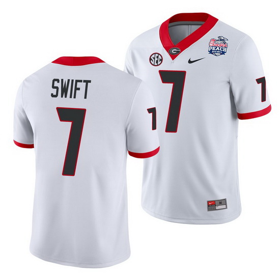 Georgia Bulldogs D'Andre Swift White 2021 Peach Bowl College Football Jersey