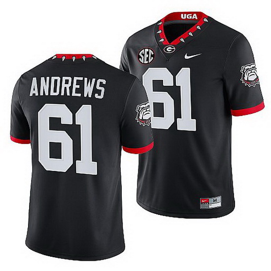 Georgia Bulldogs David Andrews Black Mascot 100Th Anniversary Men Jersey