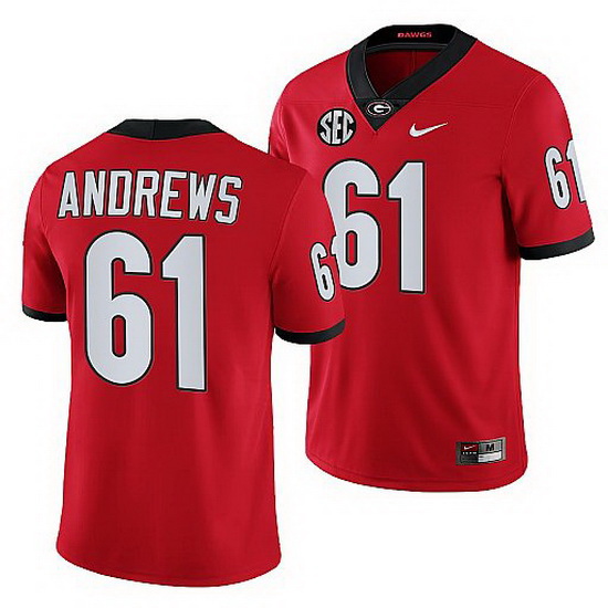 Georgia Bulldogs David Andrews Red College Football Nfl Alumni Jersey 0