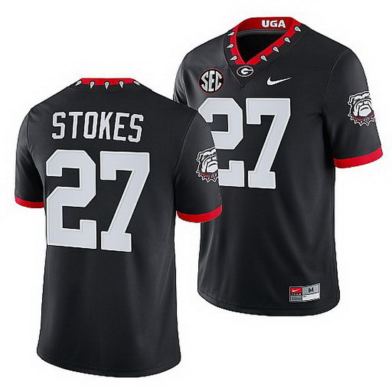 Georgia Bulldogs Eric Stokes Black Mascot 100Th Anniversary Men Jersey