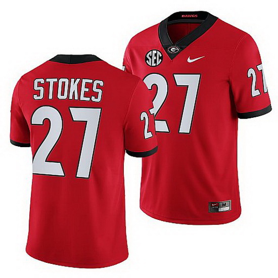 Georgia Bulldogs Eric Stokes Red College Football Nfl Alumni Jersey 0